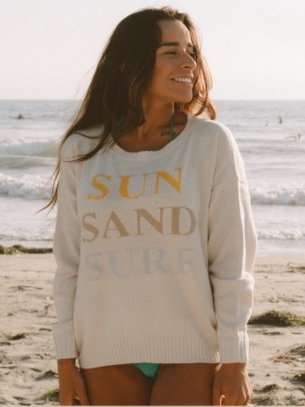Saltwater‎ Luxe Cream SUN SAND SURF Leightweight Sweater Size XL